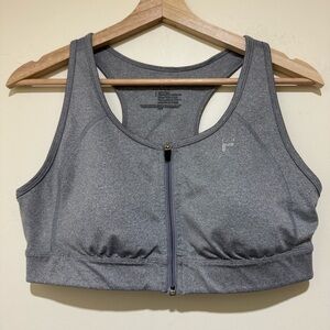 Women’s Fila Sport Brand Grey Zip up Racer Back Gym Yoga Sports Bra Size: Large